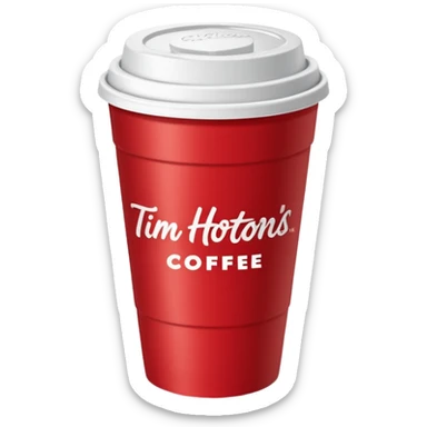 Tim Hortons coffee, it should be red cup with white write writing " Tim Hortons" and a White lid sticker