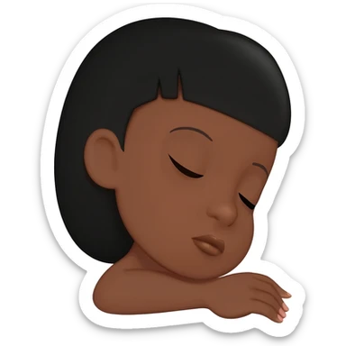 Brown girl black hair sleeping sticker