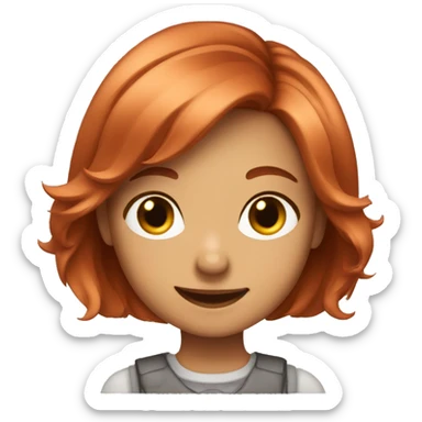 smiling girl with copper hair sticker