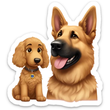 German shepherd and golden doodle as best friends  sticker