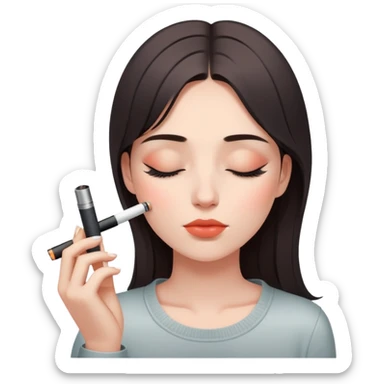 beautiful girl with closed eyes smoking a juul sticker
