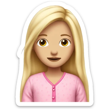 blonde long hair girl in pink pyjama sticker
