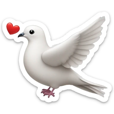 Dove with a heart sticker
