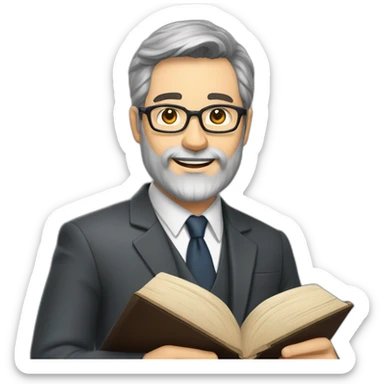 husband classy caucasian dark gray hair trimmed beard wearing business suit holding bible, with wife asian age 55 dark hair nurse uniform, no children sticker
