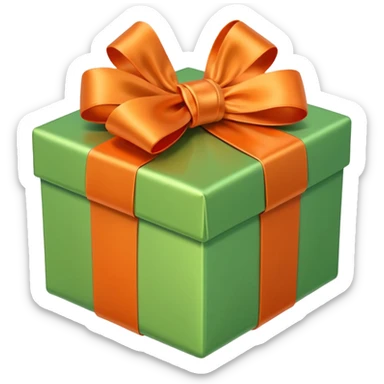 make present box in light green color with Orange bow  sticker