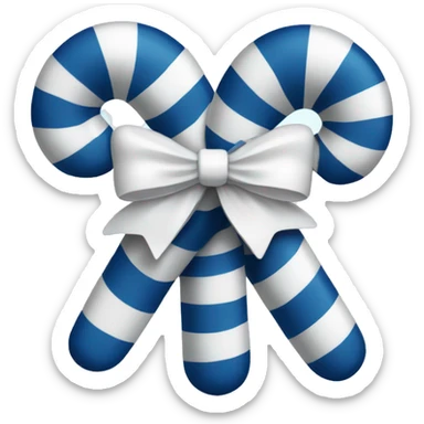 dark blue and white candy cane with white bow  sticker