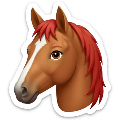 Red dun horse with same color hair and a small white star between his eyes sticker