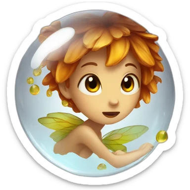 Fairy trapped in a drop of amber sticker