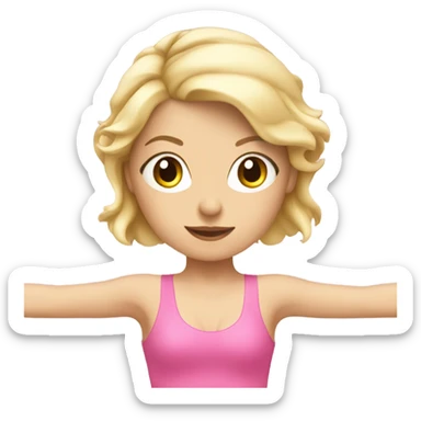Blonde girl wearing pink doing reformer pilates sticker