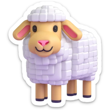 square blocky Minecraft style sheep sticker