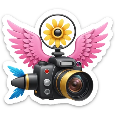 Video camera with elements 1-2 of others emoji( flowers, wings and etc) sticker