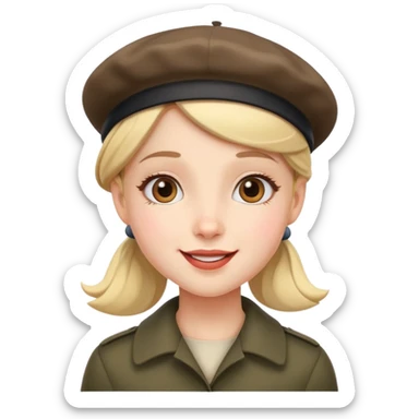 girl with a beret, cheerful expression sticker