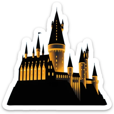 Harry Potter series, Hogwarts castle silhouette with a few stars, outline only sticker
