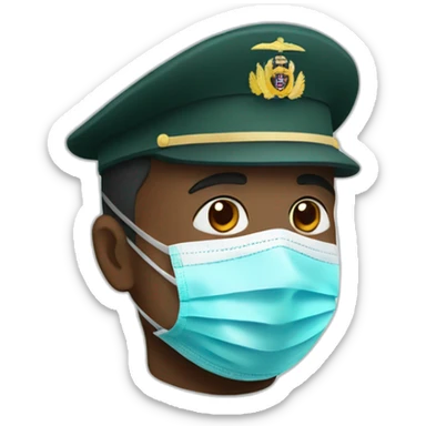 a military Head Portraits in a Medical masks sticker