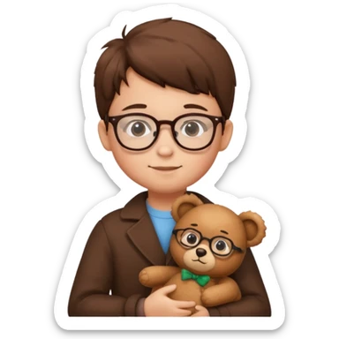 kid wearing glass with teddy bear  sticker