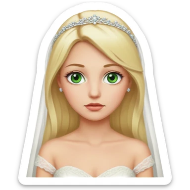 Fille cheuveux blond longt yeux vert  maquiller robe de mariage méttise chronique sticker