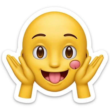 Emoji with tongue out and hands on the side of face sticker