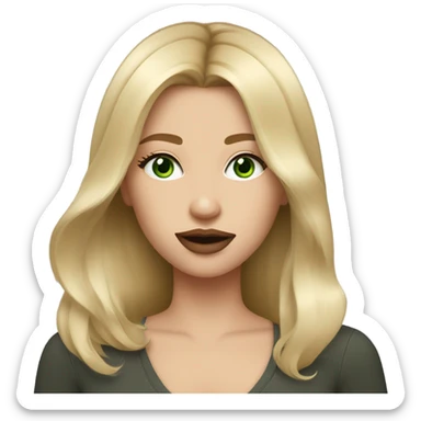 long blonde hair green eyes pretty girl big lips showing haircut  sticker