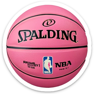 minimalist pink Spalding basketball with simple NBA logo, subtle colorful details, clean design sticker