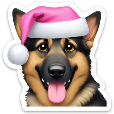 german shepherd with a pink santa hat sticker