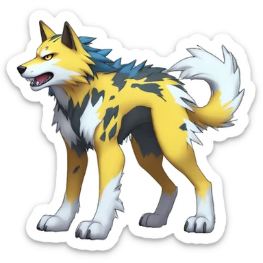  Cool Edgy Colorful Digimon-Fakemon-Wolf with edgy markings full body sticker