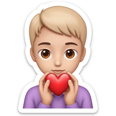 make me a emoji with a kind person holding a heart sticker