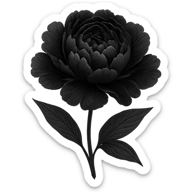 goth black peony, no background sticker