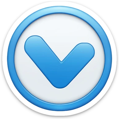 White checkmark with blue circle rounded sticker
