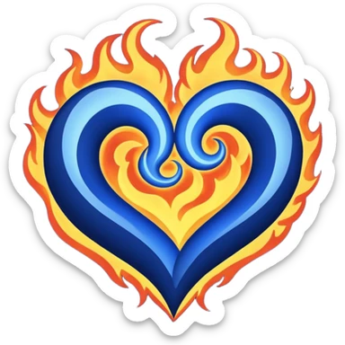 Lacivert alevli kalp sticker