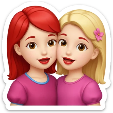 two little gals kissing on the lips sticker