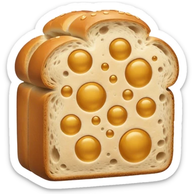 Bread with bubbles exiting holes sticker