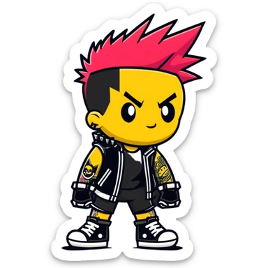 edgy cartoon character with punk vibes inspired by 'bastard munchen' sticker