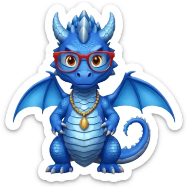 blue dragon with shirt and glasses sticker