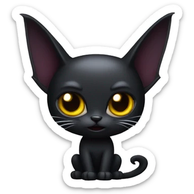 Black-Vampire-Batty-Cat-Fakémon-Cat With Bat-wings as ears  sticker
