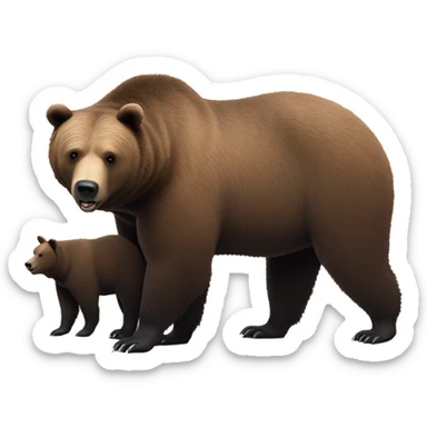 Grizzly bear hugging a cow sticker