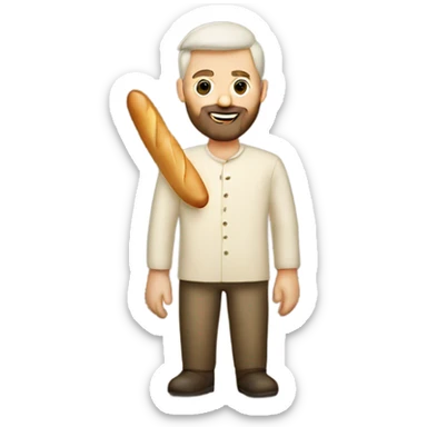 Gay white man with a beard with a baguette  sticker