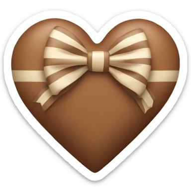 brown pastel heart with a beige striped bow sticker