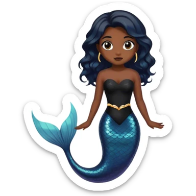 a girl with black Mermaid dress sticker