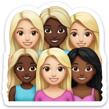 One black girl one white blonde girl and two Latinas sticker