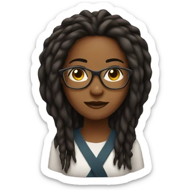  Black woman  wearing glasses with long dreadlocks sticker