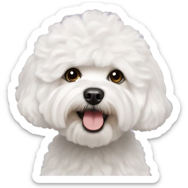 White maltipoo with big Afro sticker