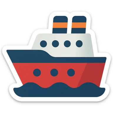 Flat design style ship sticker