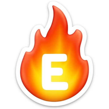 a flame with an E in it sticker