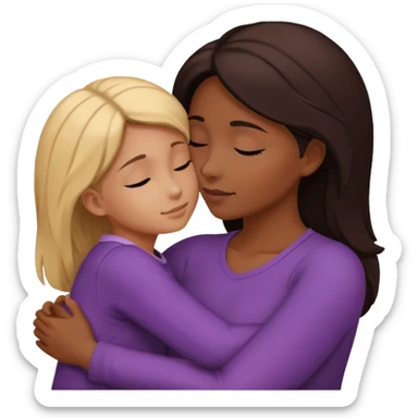 Silueta de Abrazo de apoyo de ae e hija sticker
