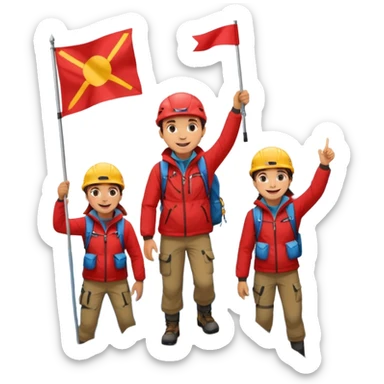 guide with flag in Mountain Climbing Team sticker