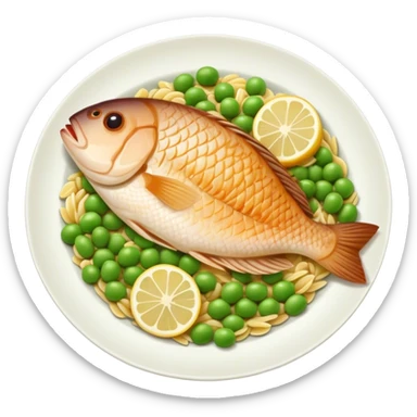 Tilapia with orzo peas and potato sticker
