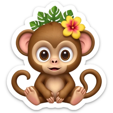 exotic monkey character, tropical vibe, cute expression, 3D cartoon, mobile game icon style, clean background, no text, no watermark
 sticker