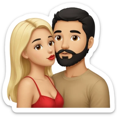 Puerto Rican man black hair beard with southern blonde girl kissing  sticker
