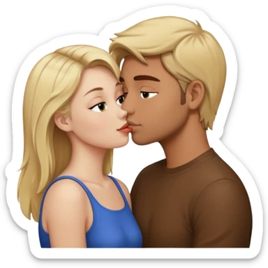 Blonde girl kissing a brown hair guy sticker