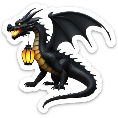 Black Dragon with lanterns on its tail sticker